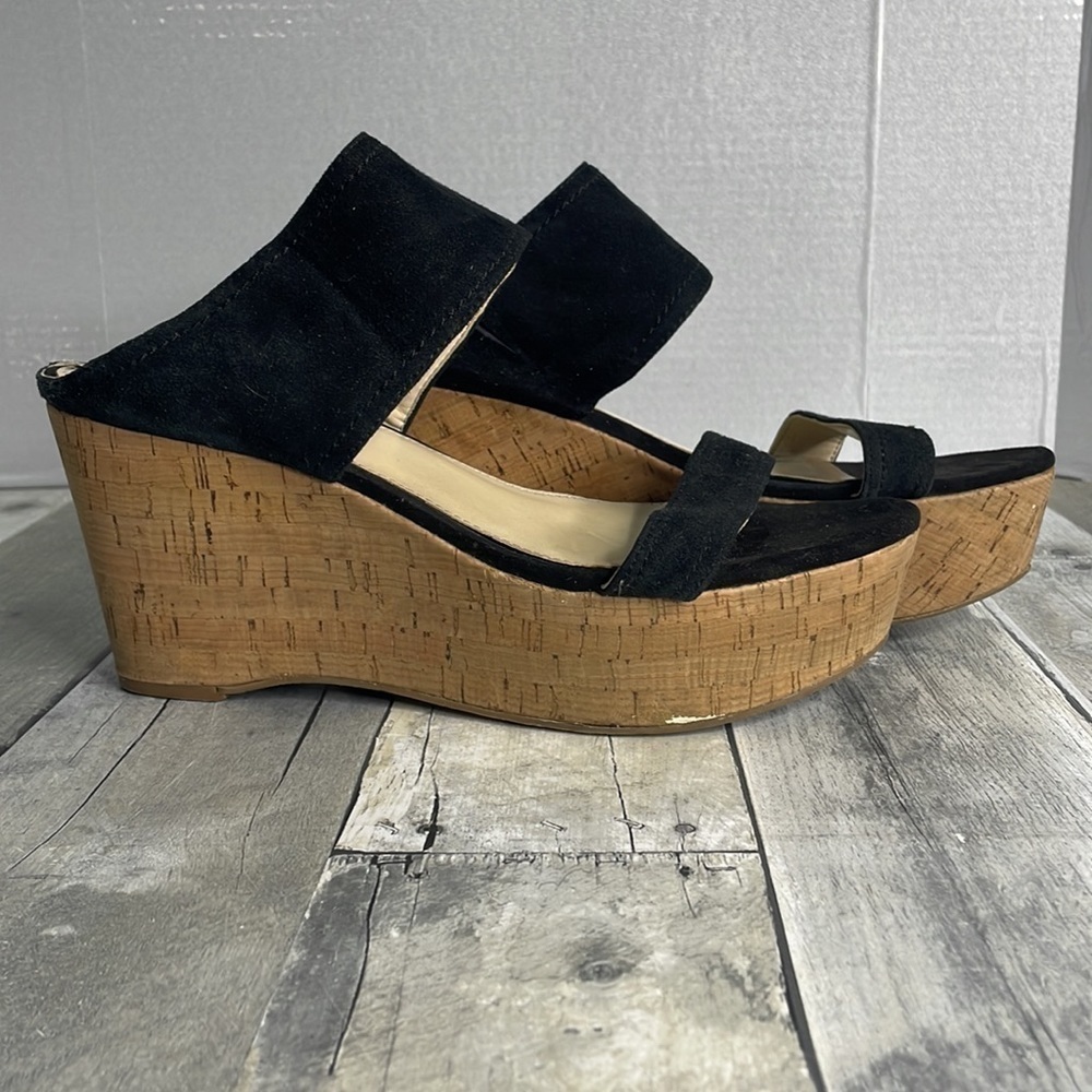 MARC Fisher‎ women’s black suede platform wedges. Size 10M. Good condition.